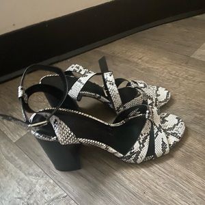 Snake Print Heels - Black and White